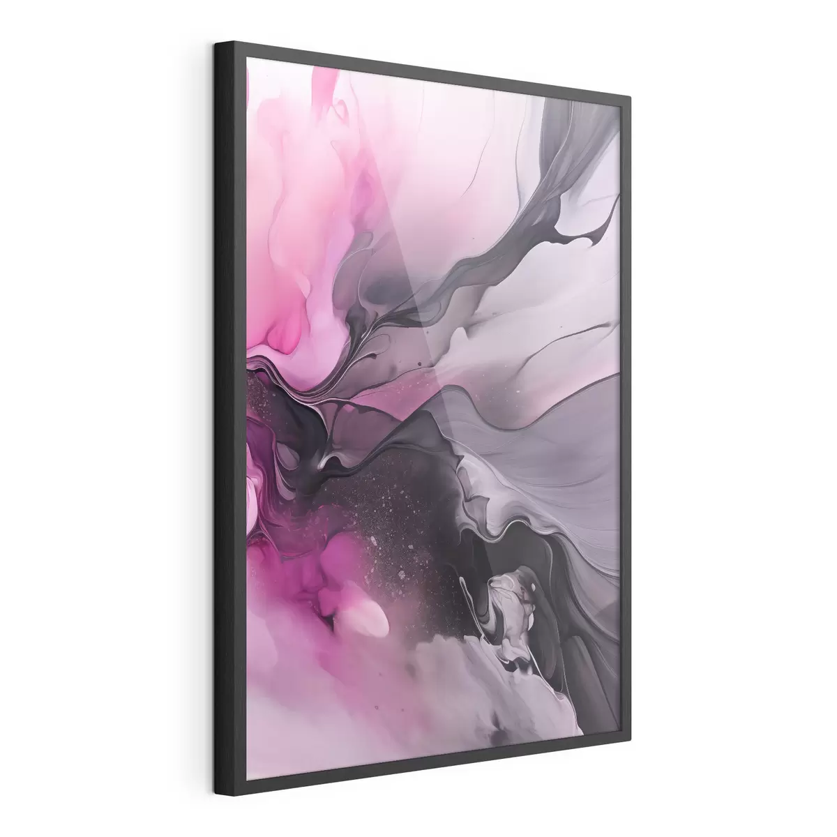 Poster Vortici astratti di rosa, viola e nero si fondono in una composizione fluida e organica, creando un senso di movimento f45196