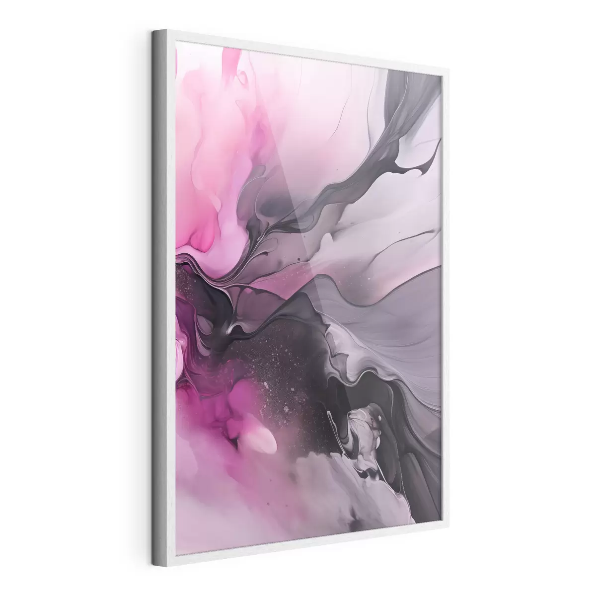 Poster Vortici astratti di rosa, viola e nero si fondono in una composizione fluida e organica, creando un senso di movimento f45196