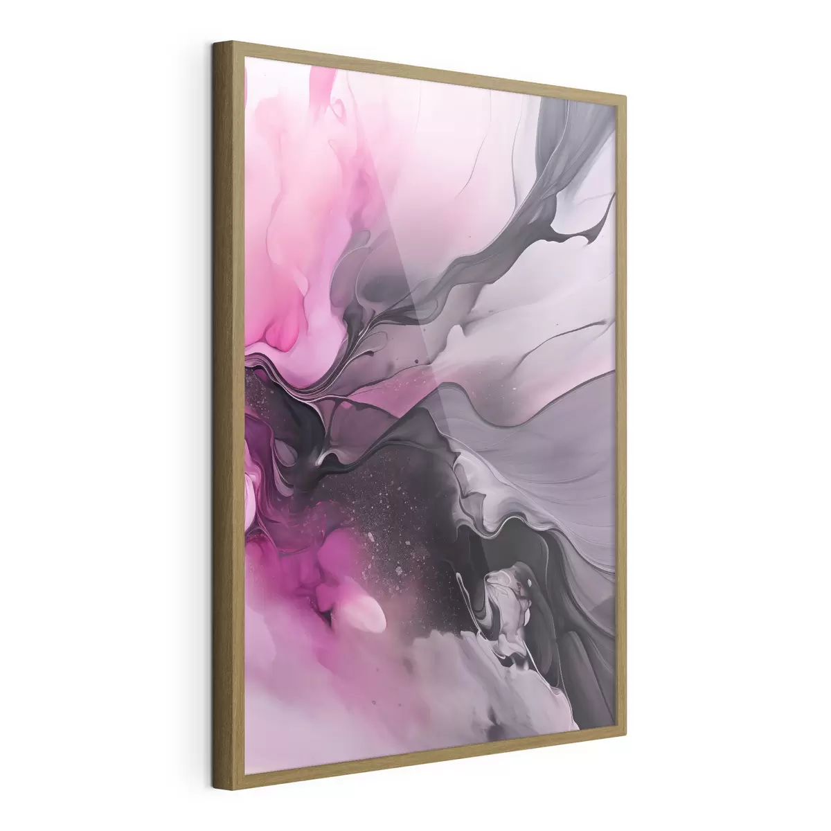 Poster Vortici astratti di rosa, viola e nero si fondono in una composizione fluida e organica, creando un senso di movimento f45196