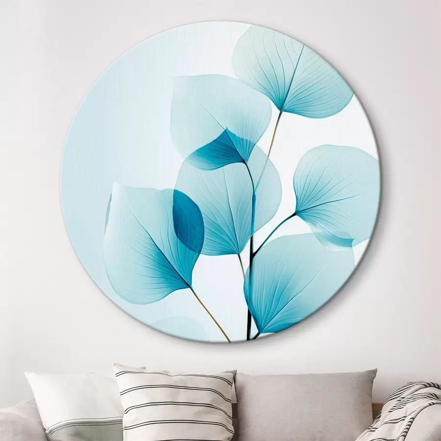 carta da parati Ramo con foglie blu traslucide, con delicate venature visibili, composizione leggera e tranquilla, estetica minimalista nr. r45175