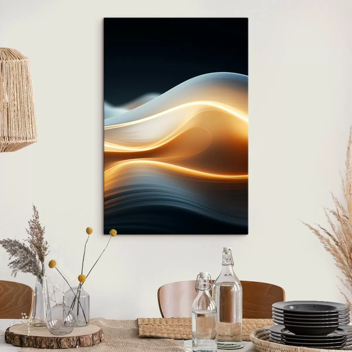 carta da parati Forme astratte e fluide con linee arancioni, curve e linee morbide, composizione dinamica, sfondo scuro nr. s45183