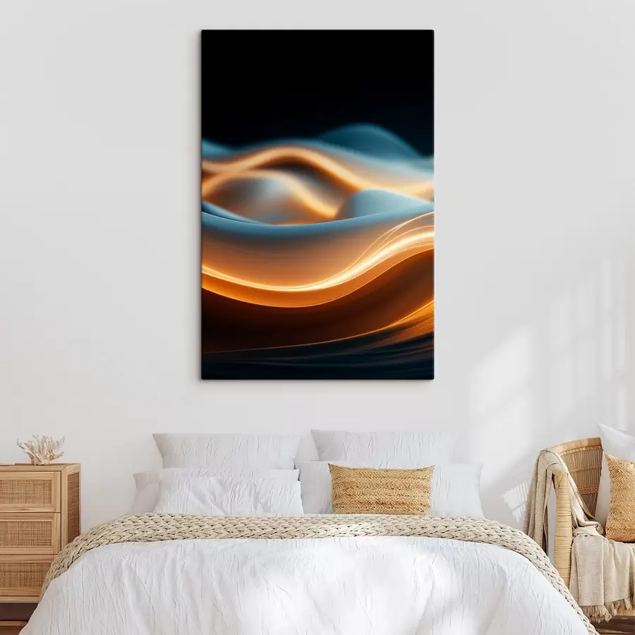 carta da parati Forme astratte e fluide con linee arancioni, curve e linee morbide, composizione dinamica, sfondo scuro nr. s45184