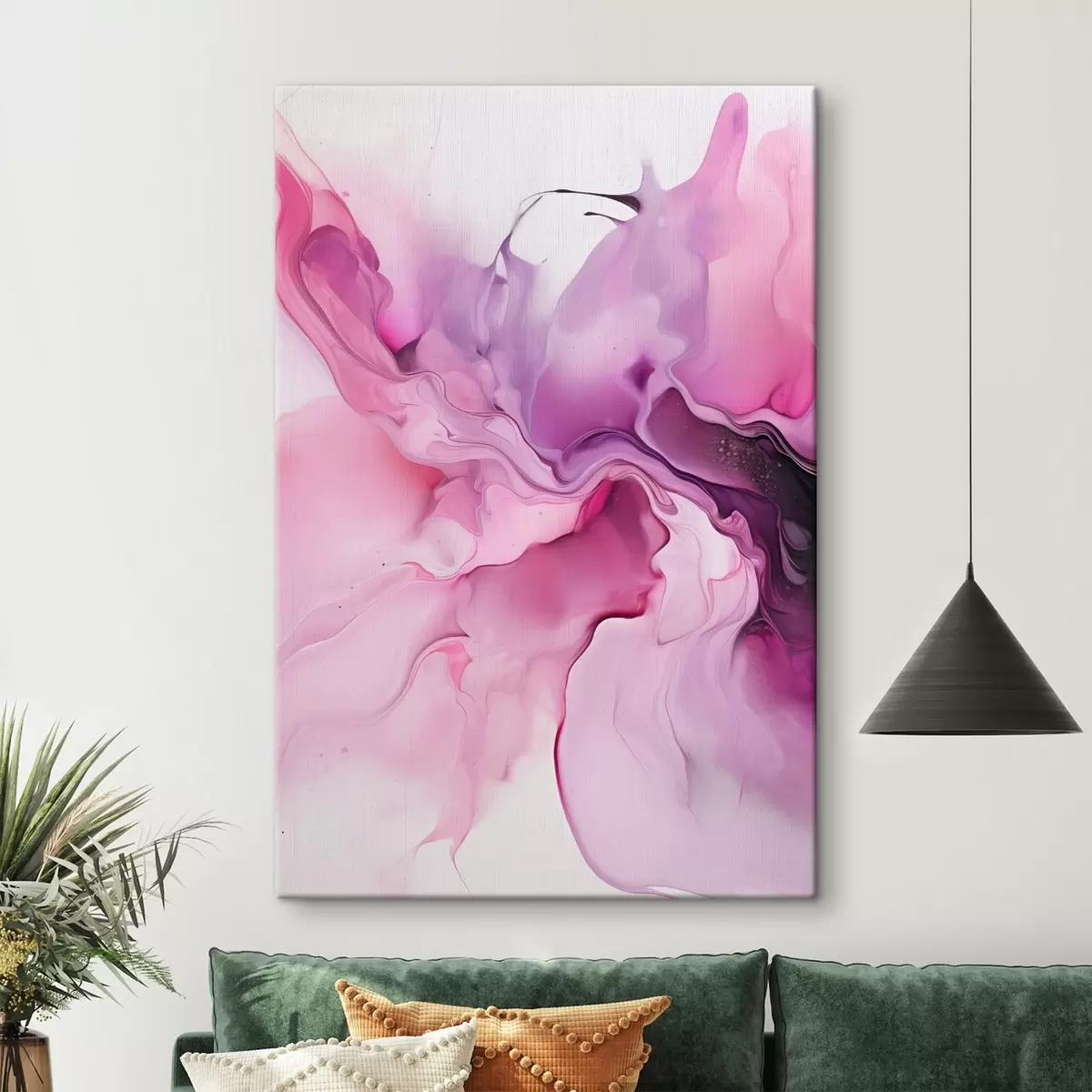 carta da parati Vortici astratti di rosa, viola e nero si fondono in una composizione fluida e organica, creando un senso di movimento nr. s45195