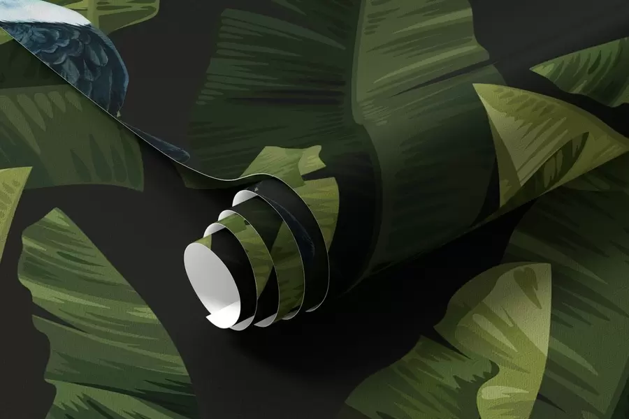 carta da parati Tucano con foglie tropicali nr. a00415