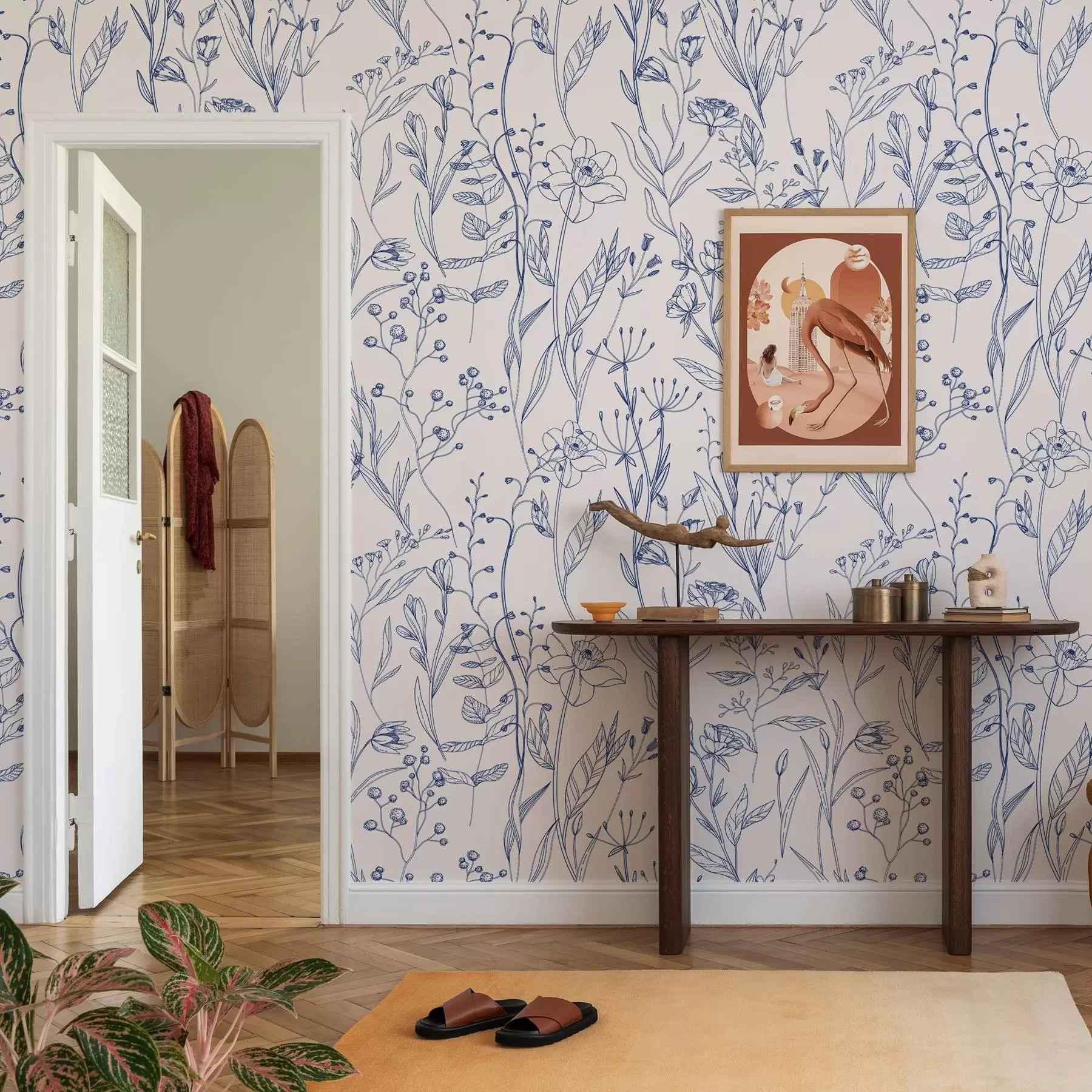 carta da parati Fiori selvatici minimalisti