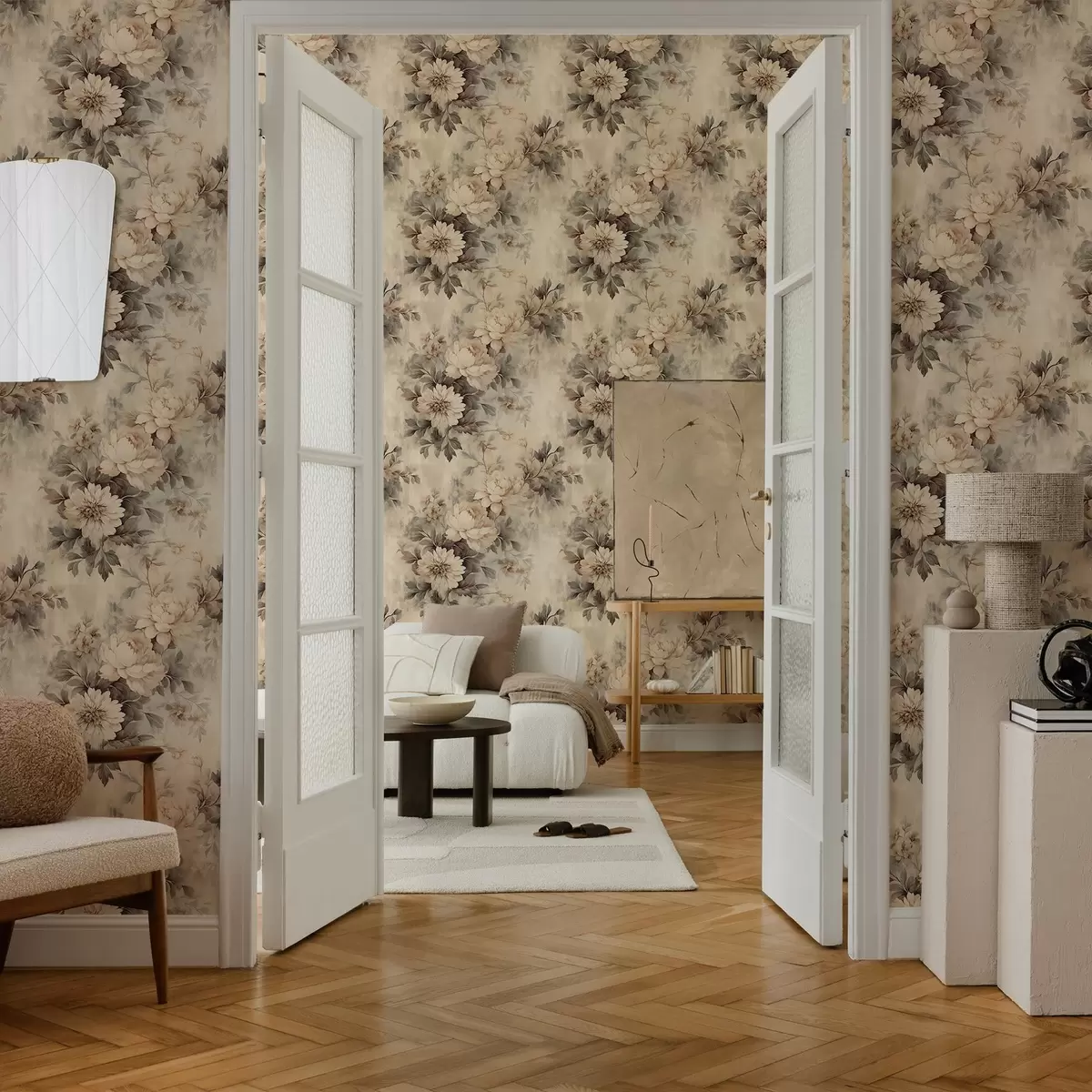 Carta da parati Fiori acquerellati d'epoca