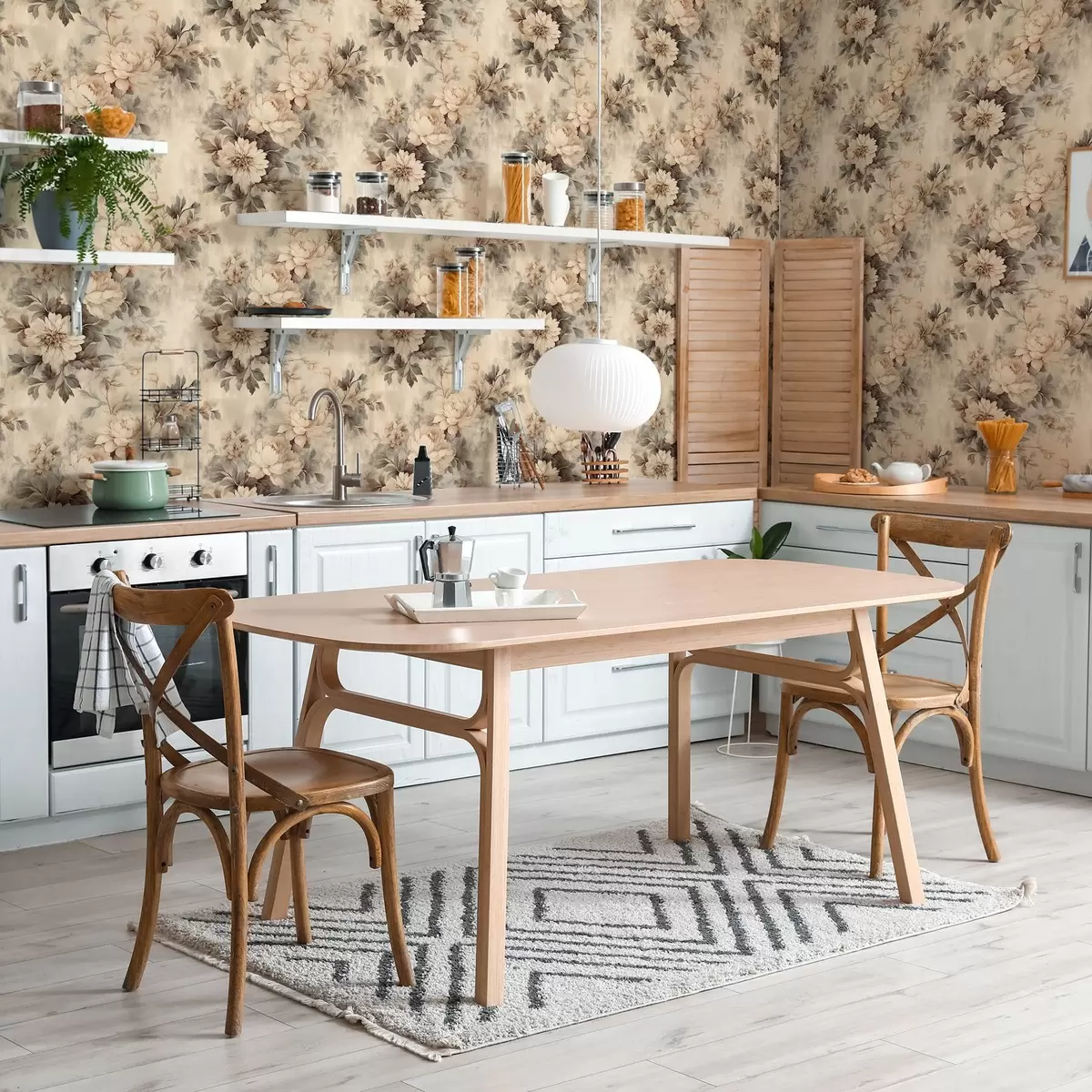 Carta da parati Fiori acquerellati d'epoca