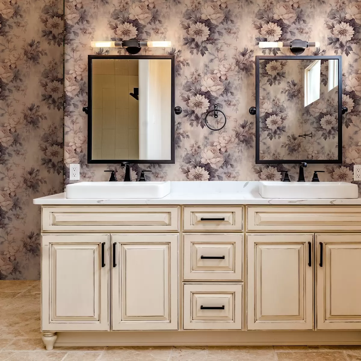 Carta da parati Fiori acquerellati d'epoca