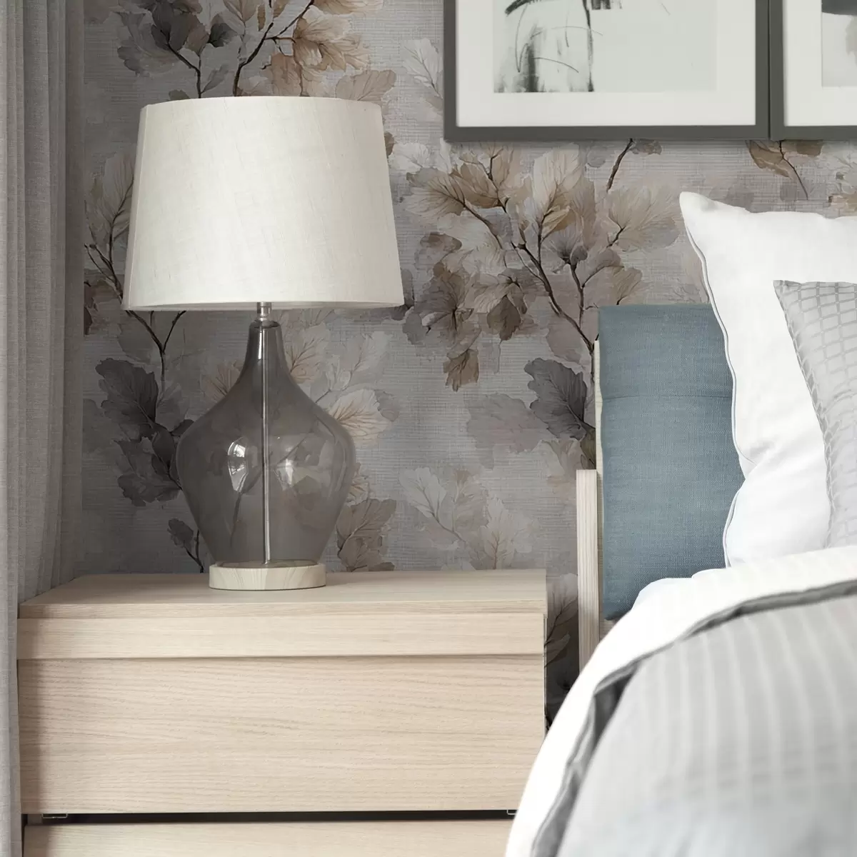 Carta da parati Modello neutro di rami acquerellati a00422