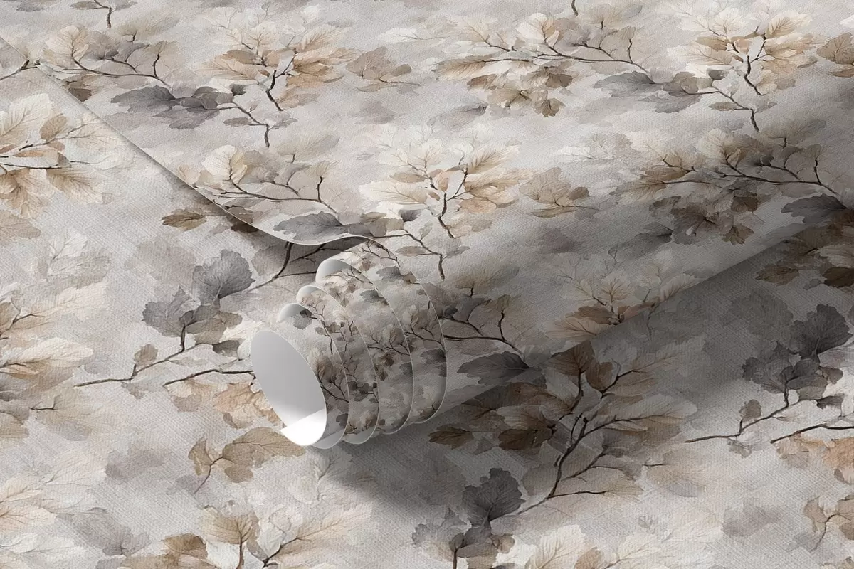 Carta da parati Modello neutro di rami acquerellati a00422