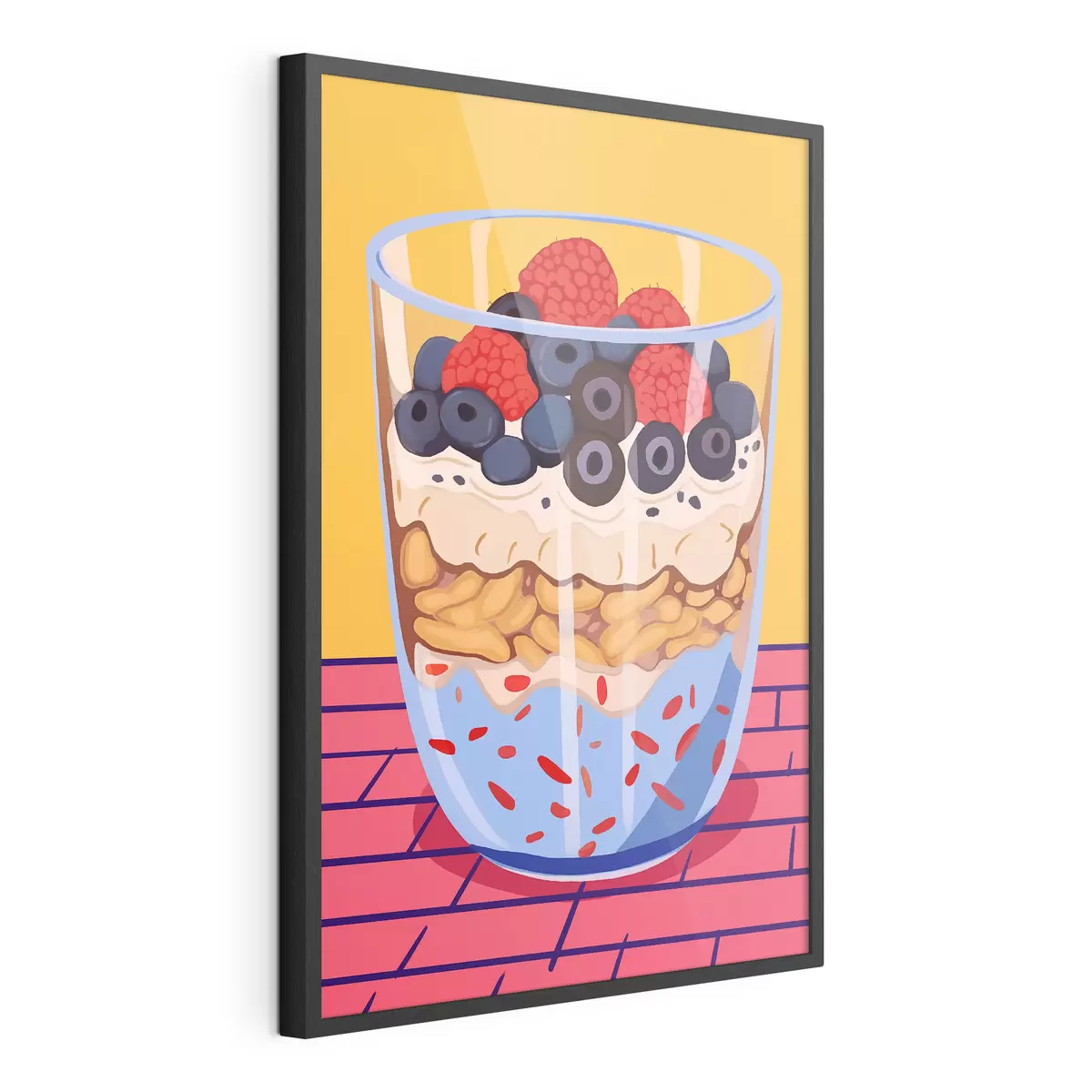 Poster Bicchiere con yogurt, frutti di bosco e cereali f45216