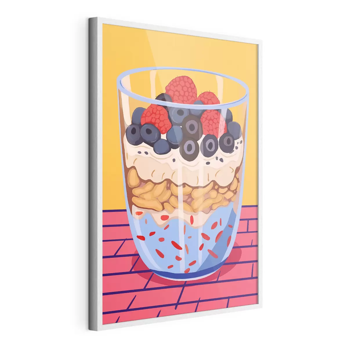 Poster Bicchiere con yogurt, frutti di bosco e cereali f45216