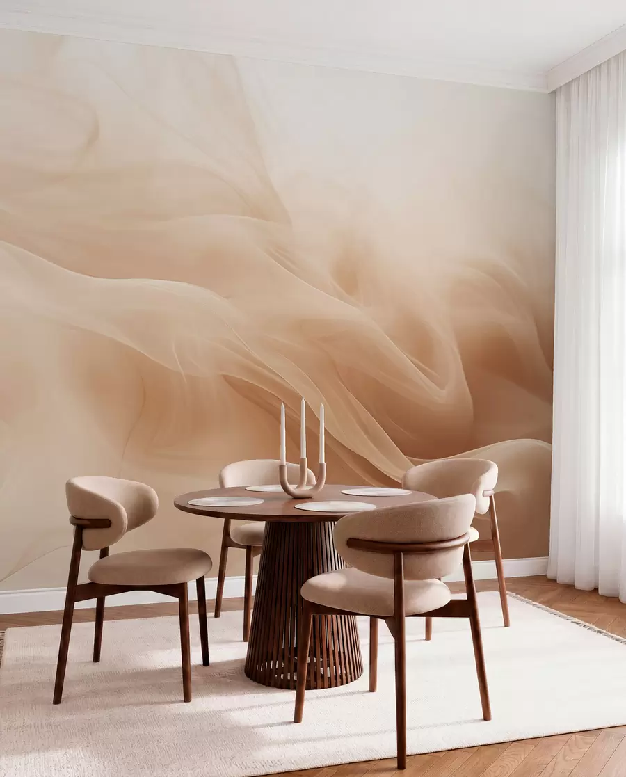 carta da parati Onde fumose beige in stile astratto nr. w09273