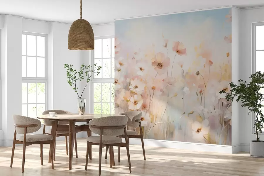 Carta da parati Floreale Fiori di campo in tonalità pastello in stile acquerello n. w09280