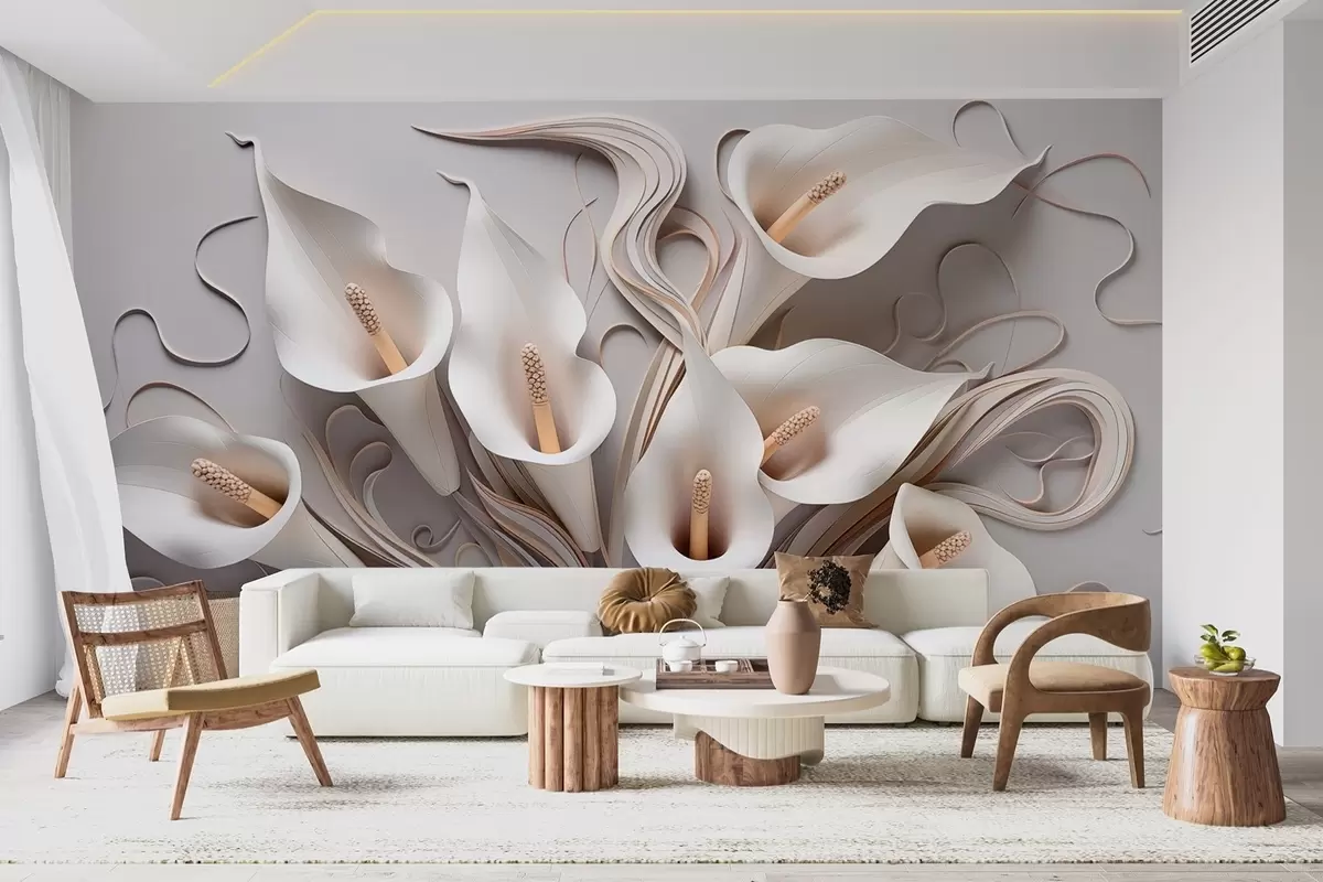 carta da parati Calle volumetriche in tonalità crema con effetto 3D nr. w09281