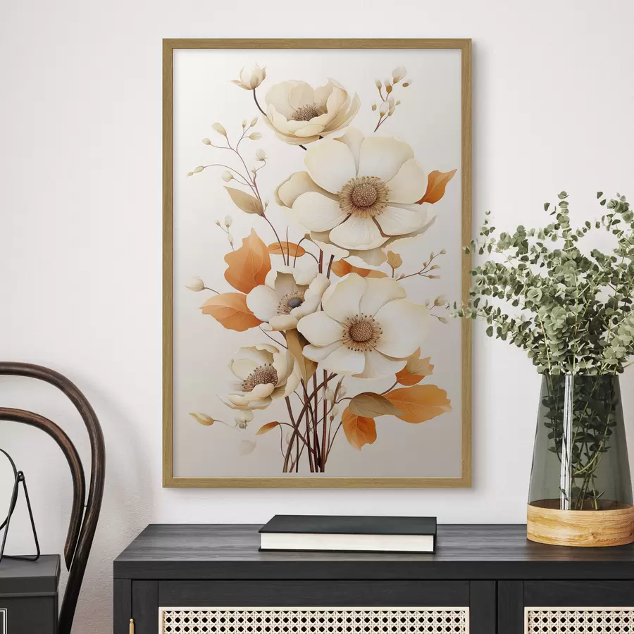 carta da parati Fiori chiari su sfondo beige nr. f44549