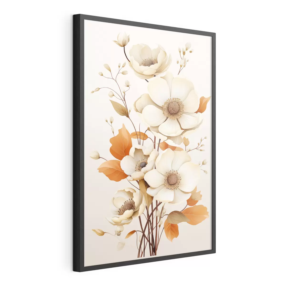 Poster Fiori chiari su sfondo beige f44549
