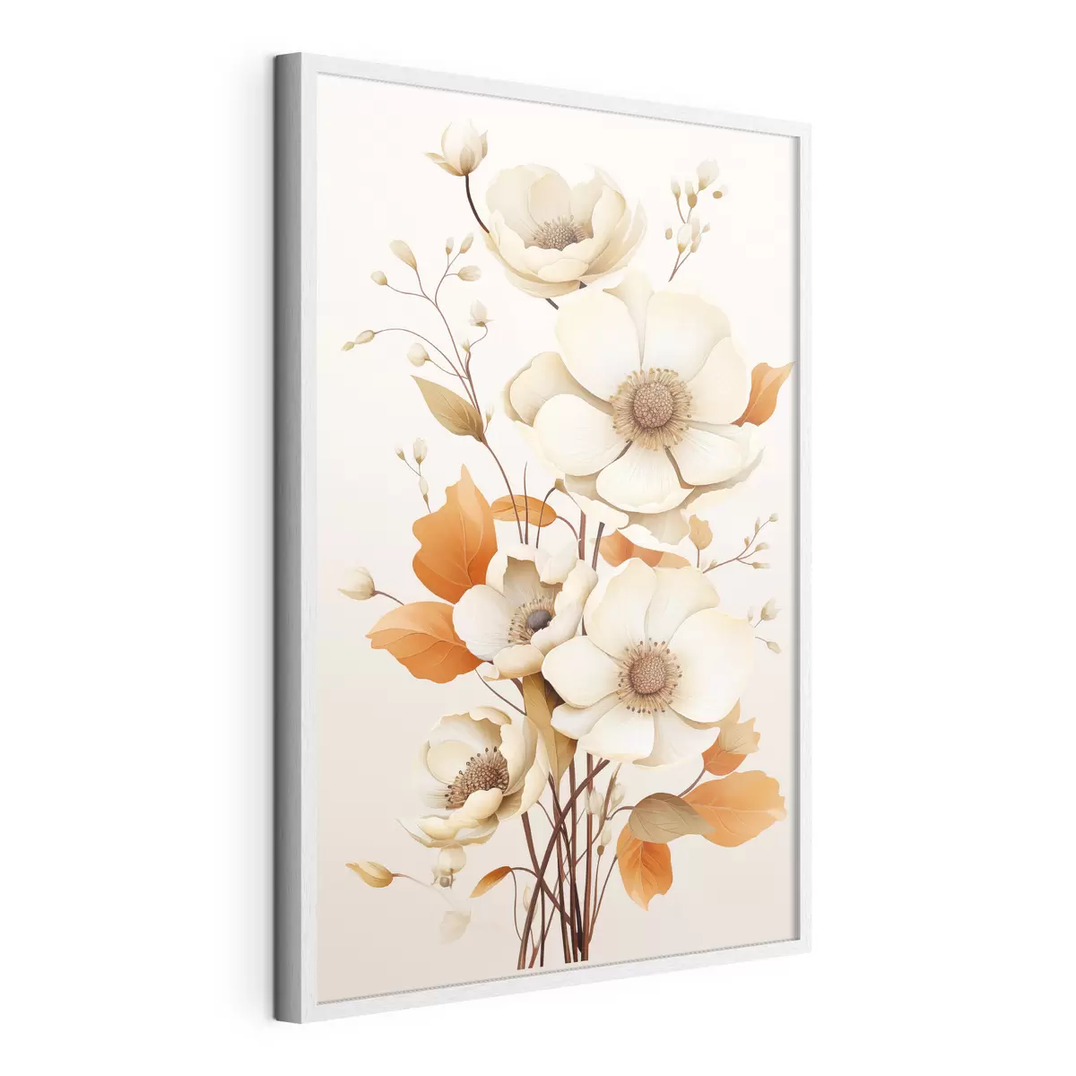 Poster Fiori chiari su sfondo beige f44549