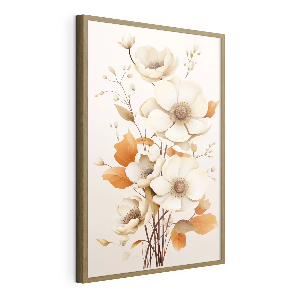 Poster Fiori chiari su sfondo beige f44549