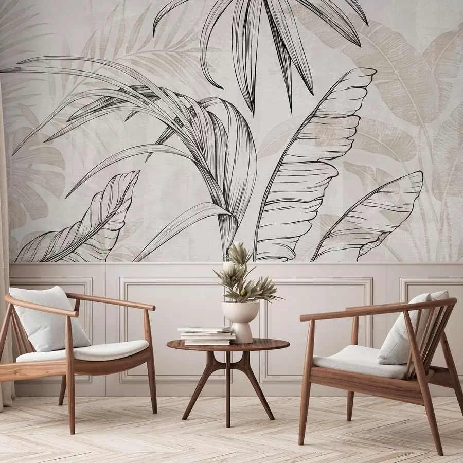 carta da parati Foglie su sfondo con imitazione di sfocatura e texture nr. w04362