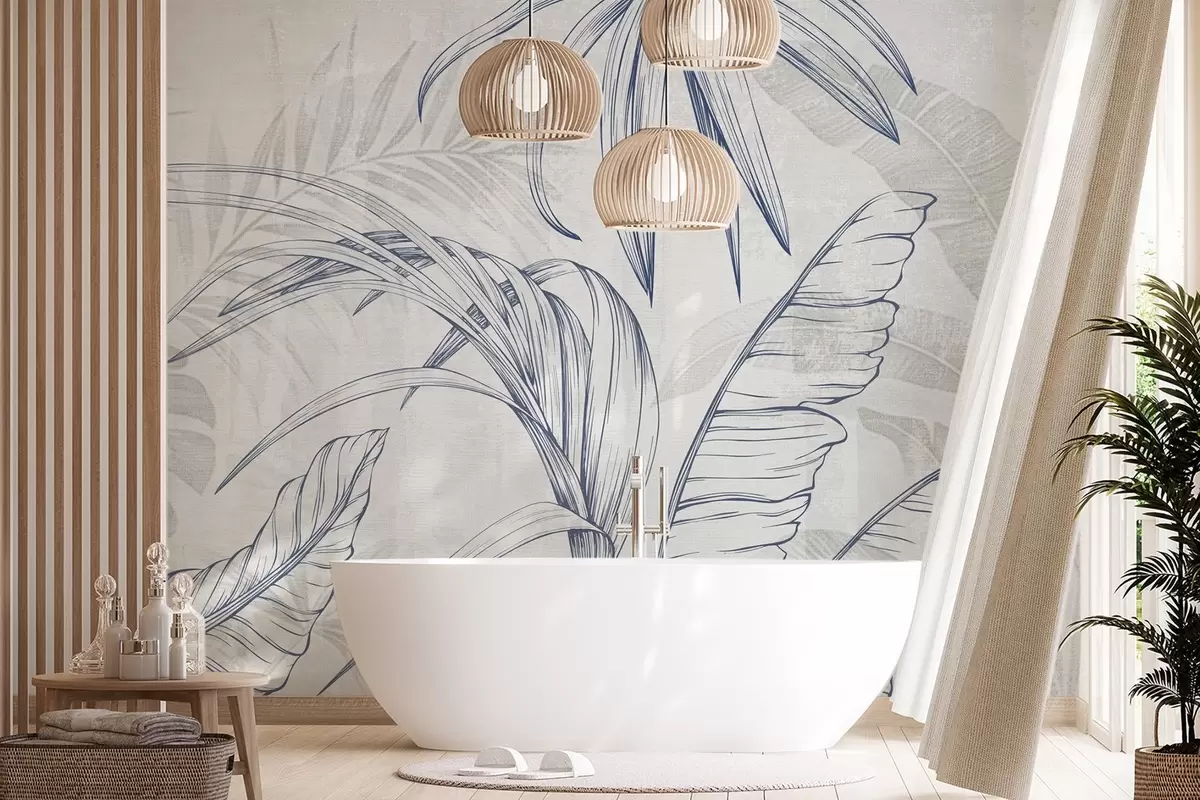 carta da parati Foglie su sfondo con imitazione di sfocatura e texture nr. w04362v1