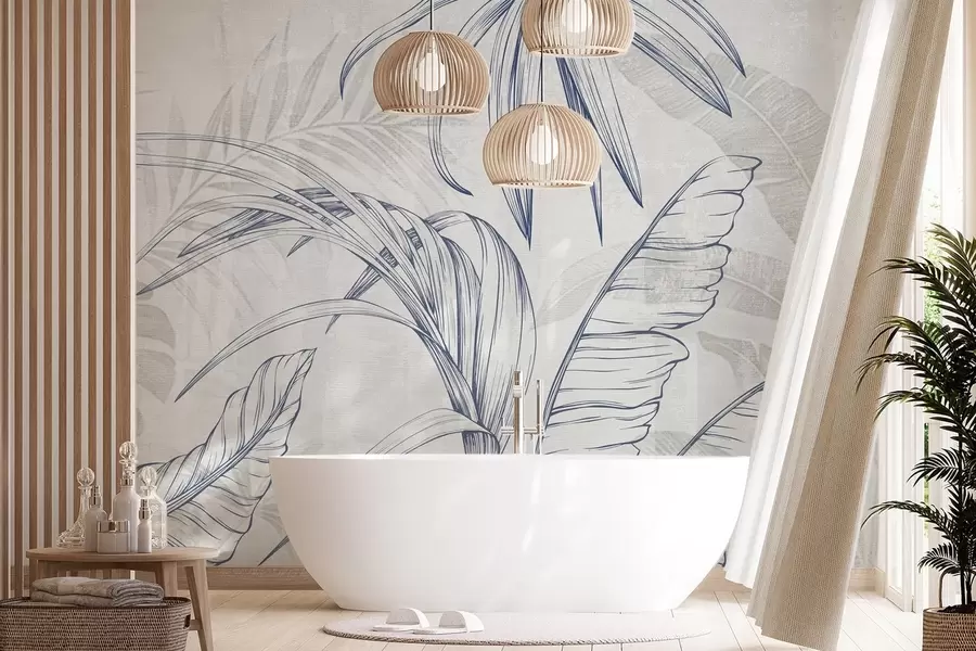 carta da parati Foglie su sfondo con imitazione di sfocatura e texture nr. w04362v1