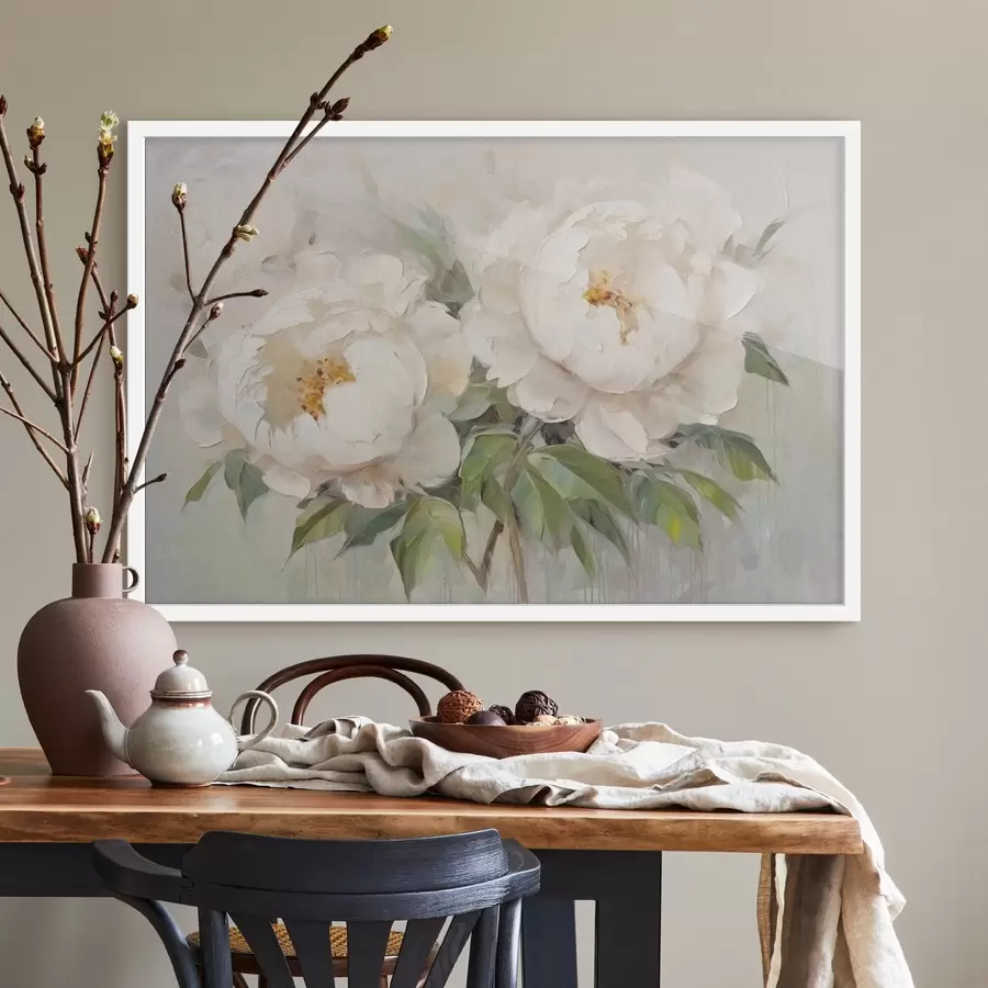 carta da parati Delicate peonie bianche nr. f45268