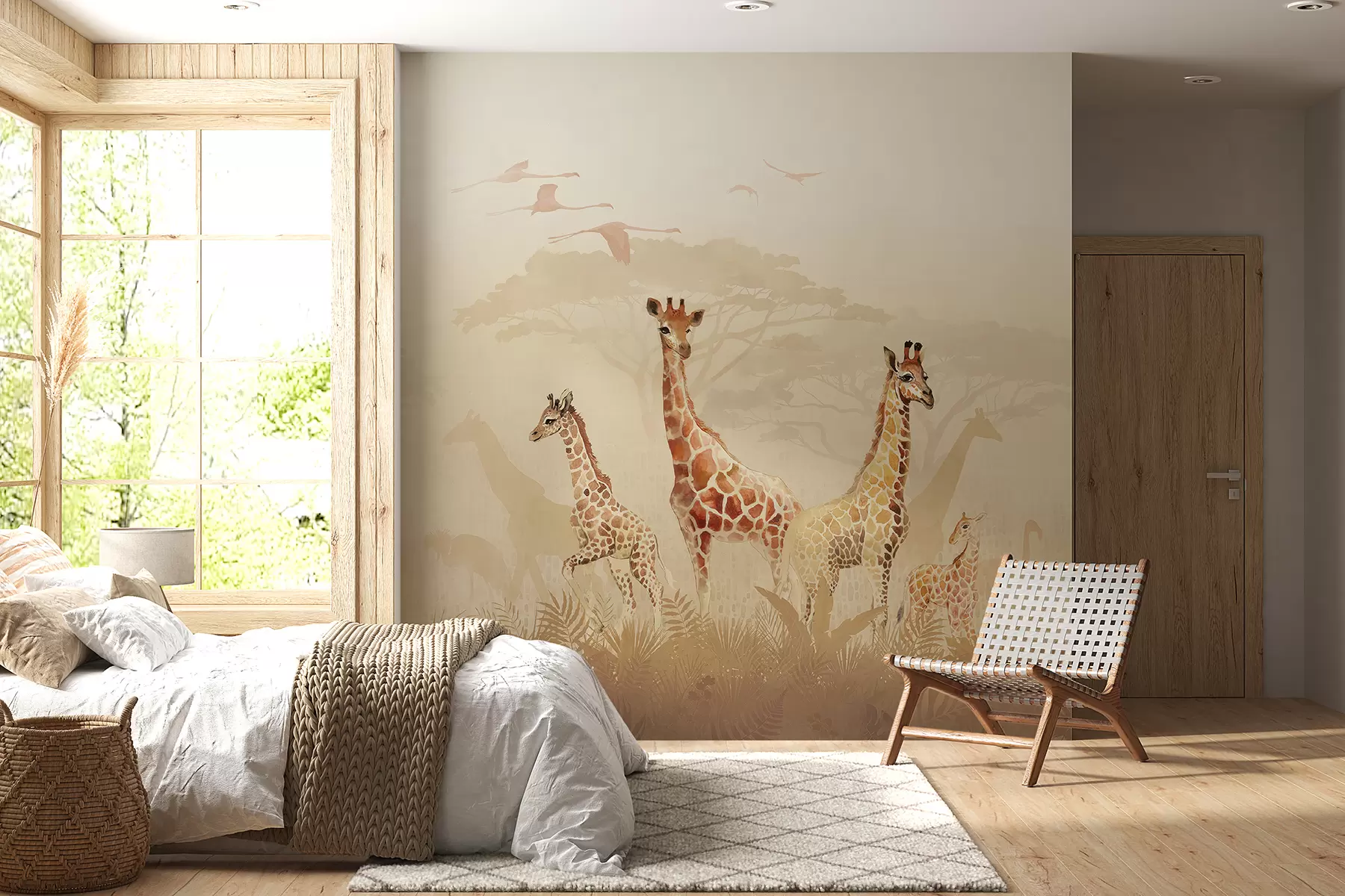 Carta da parati per Bambini Giraffe nella savana 