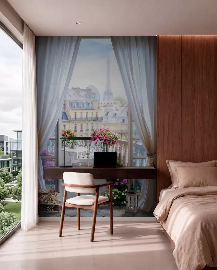 Carta da parati Finestre Parigi, vista dalla finestra