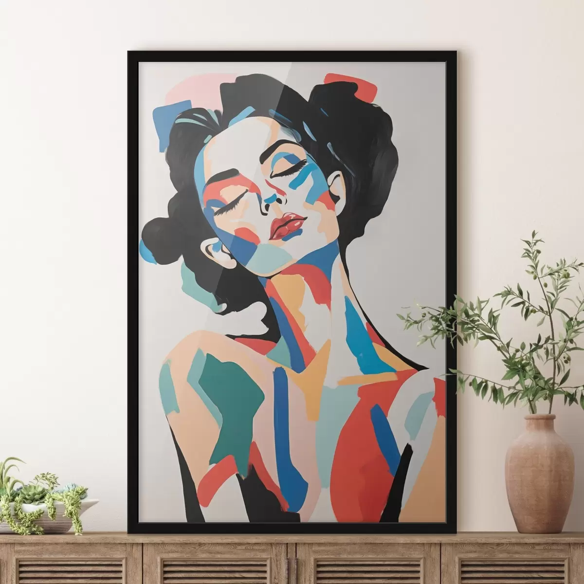 Poster Ritratto astratto di donna con imitazione di pennellata f45234