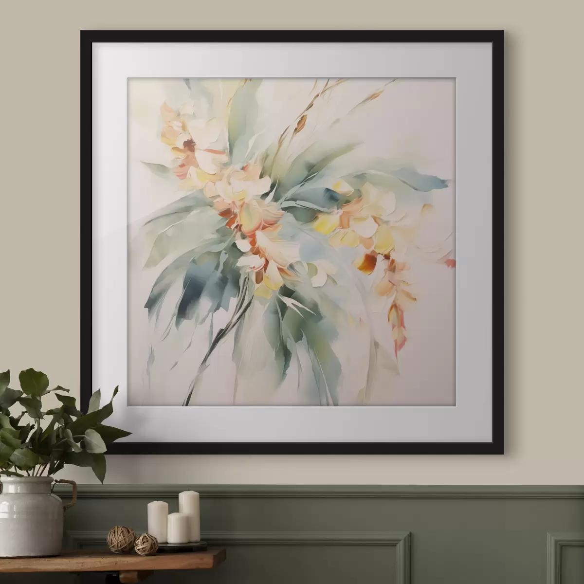 Poster Fiori astratti nel fogliame f45305
