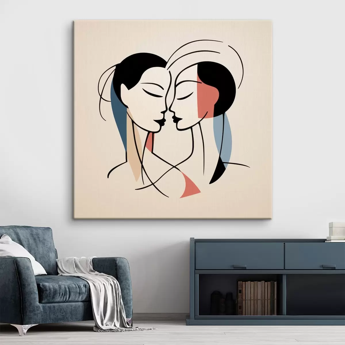 carta da parati Due volti in stile astratto con elementi colorati nr. s45037