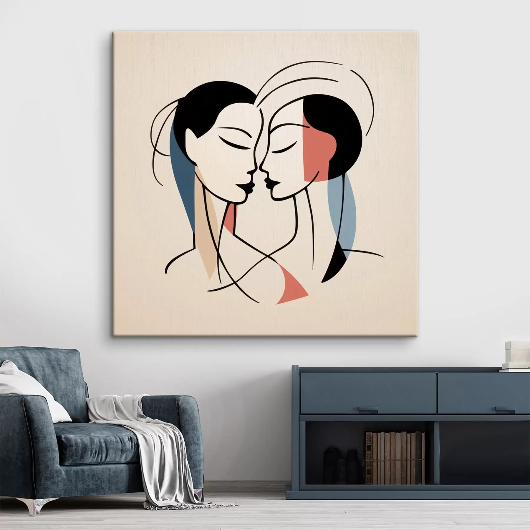 carta da parati Due volti in stile astratto con elementi colorati nr. s45037