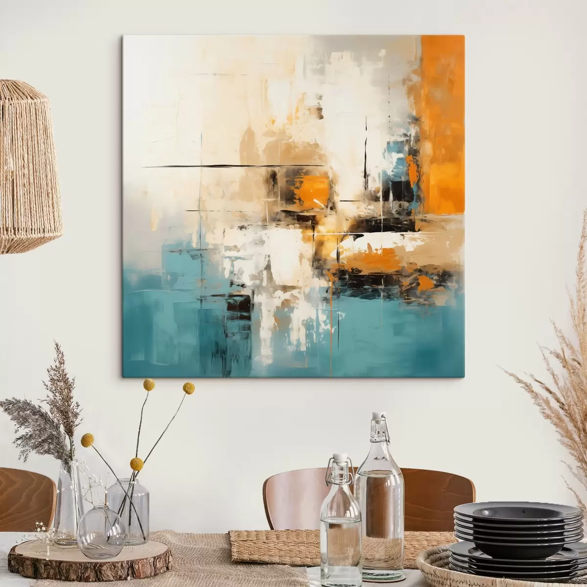 carta da parati Arte contemporanea con pennellate strutturate e accenti luminosi nr. s45041