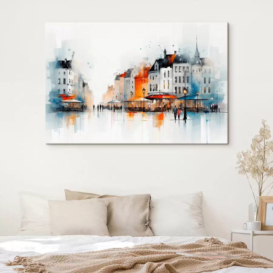 carta da parati Scena di strada con edifici e persone in stile artistico nr. s45050