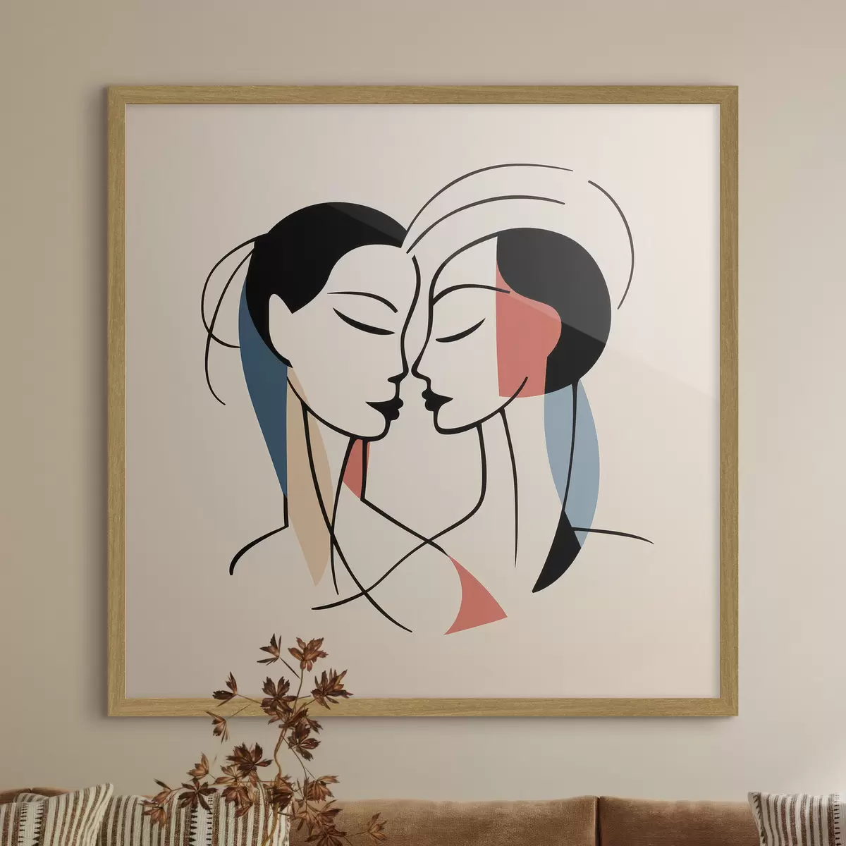 Poster Due volti in stile astratto con elementi colorati f45037