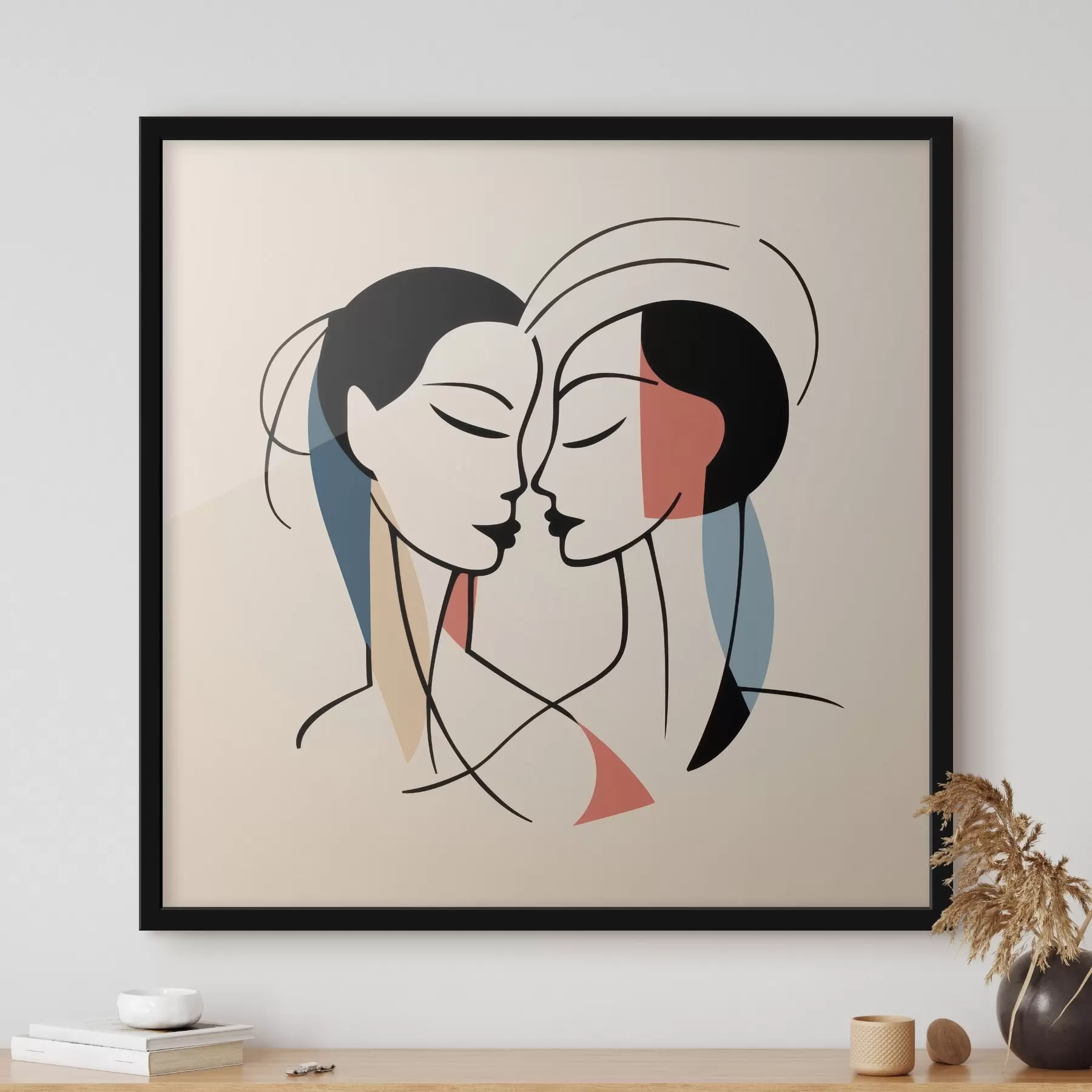 carta da parati Due volti in stile astratto con elementi colorati nr. f45037