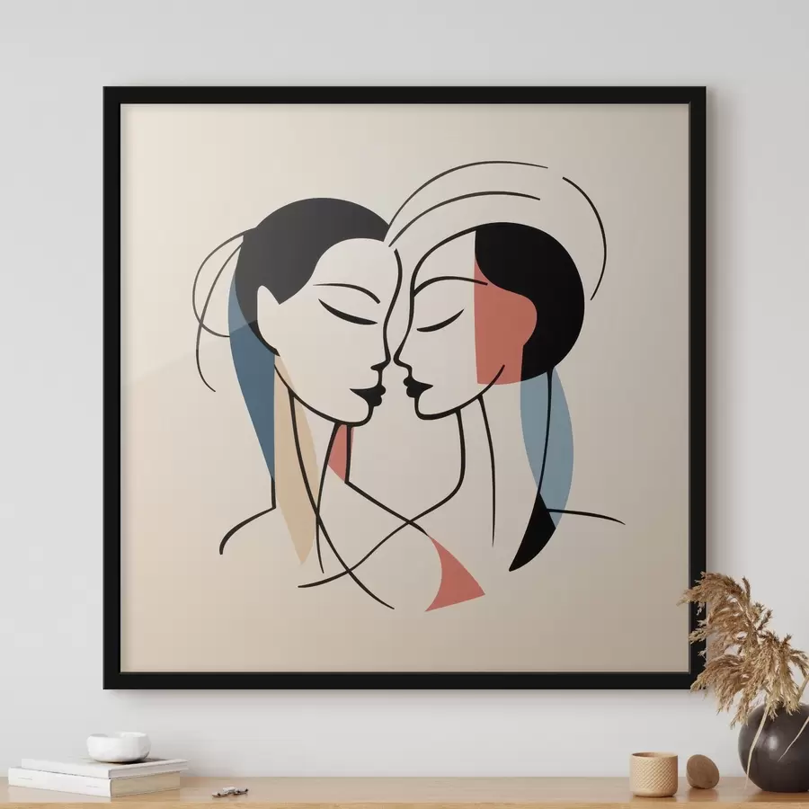 carta da parati Due volti in stile astratto con elementi colorati nr. f45037