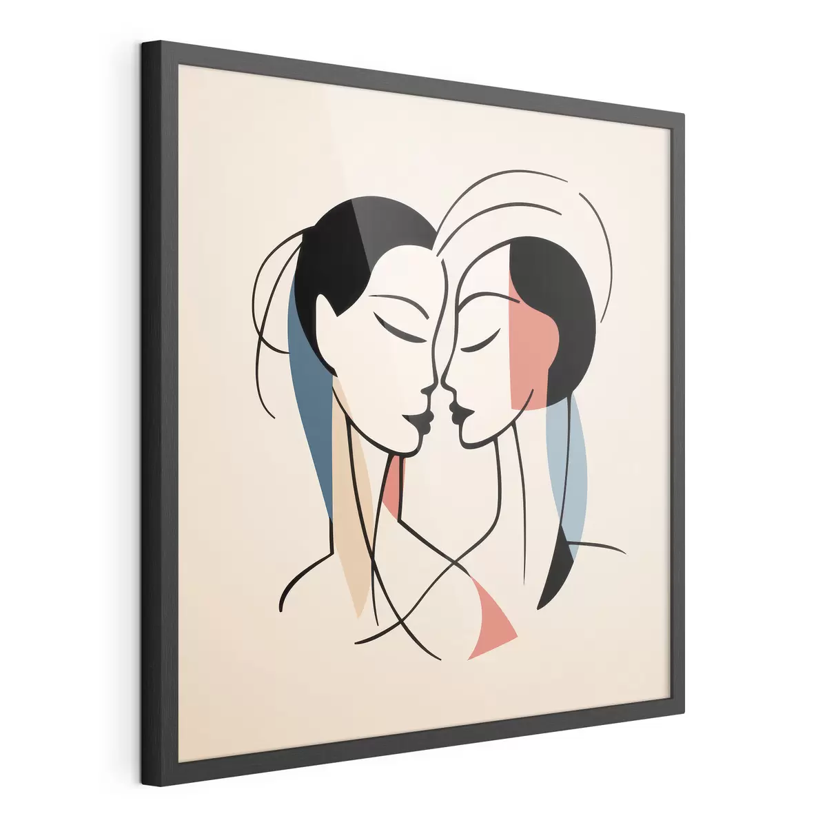 Poster Due volti in stile astratto con elementi colorati f45037