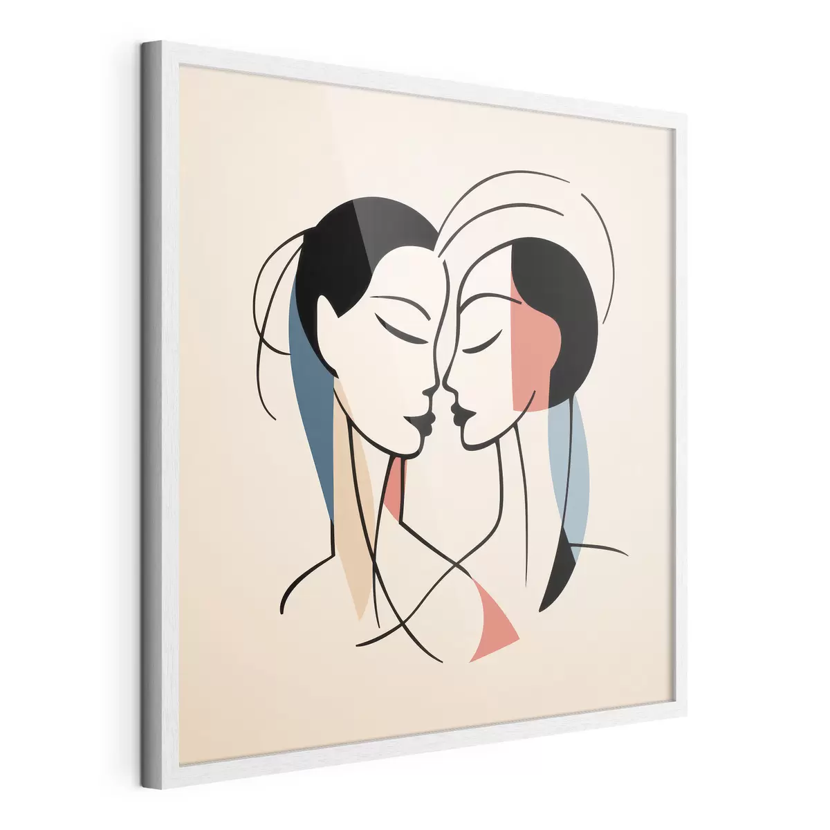 Poster Due volti in stile astratto con elementi colorati f45037