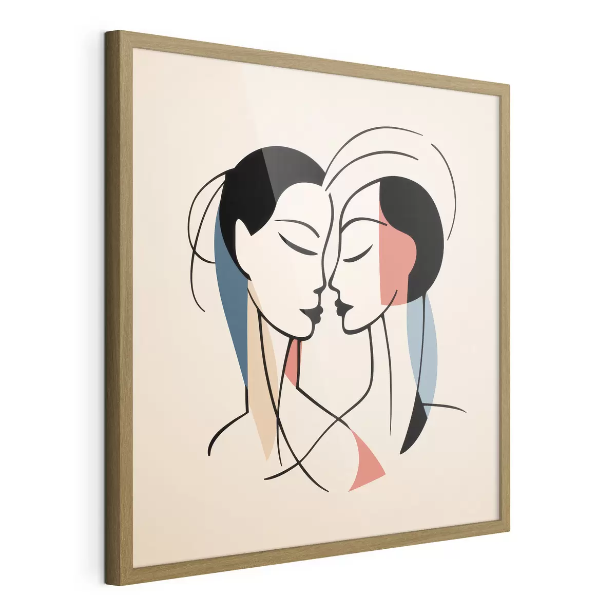 Poster Due volti in stile astratto con elementi colorati f45037