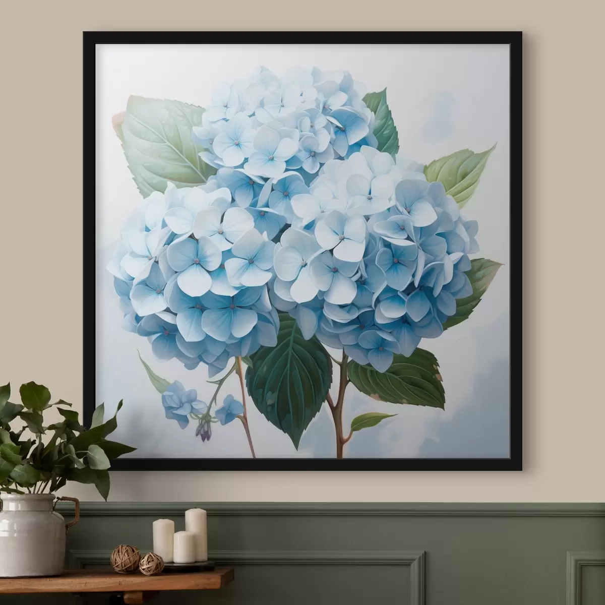 Poster Primo piano di fiori di ortensia blu f45044