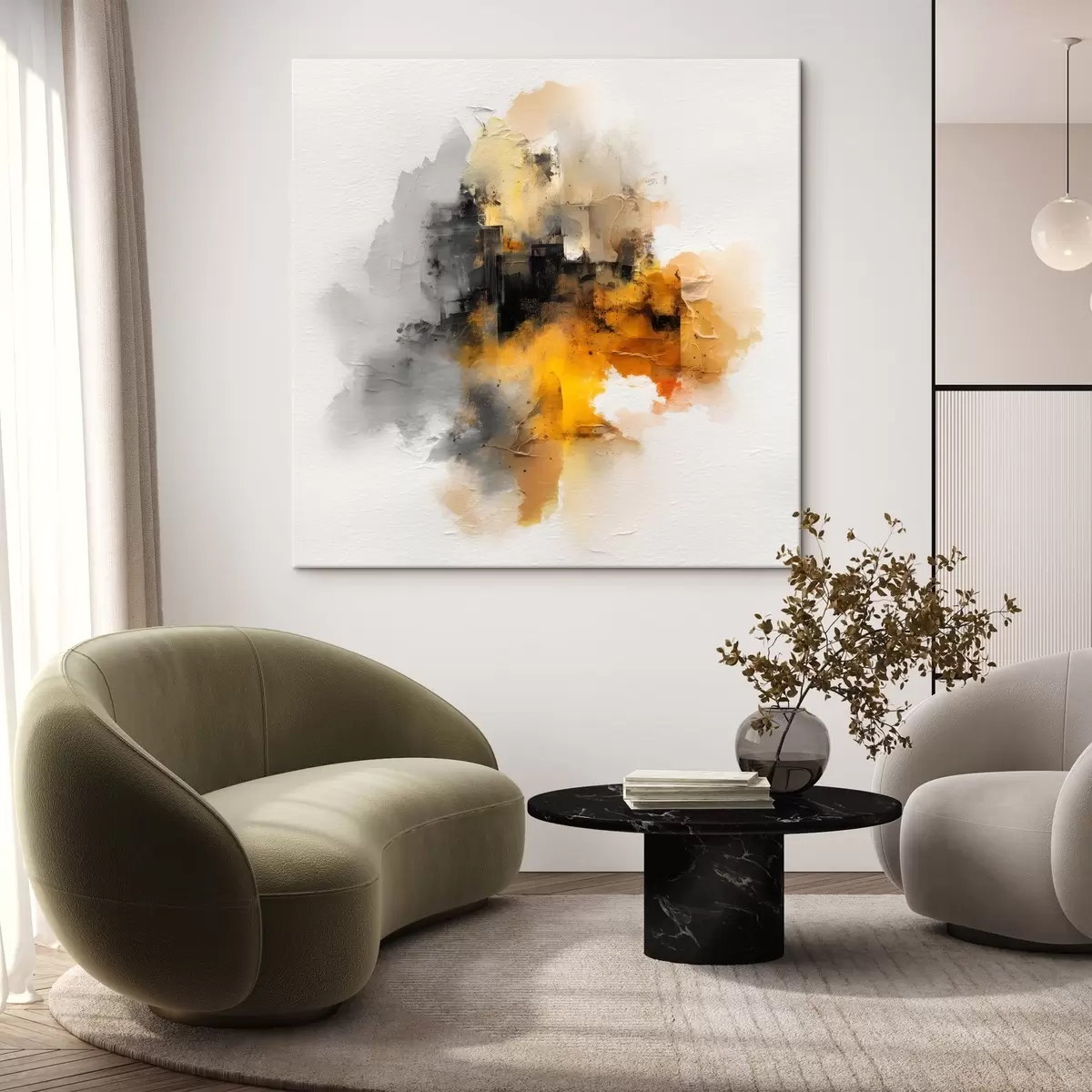 carta da parati Composizione astratta nei toni dell'arancio e del grigio con texture nr. s45238