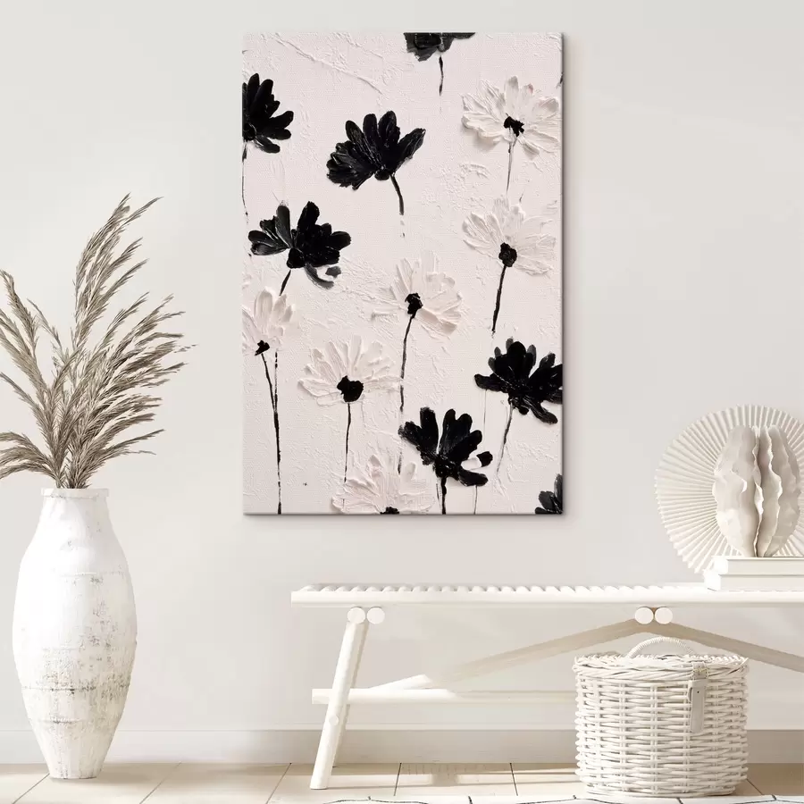 carta da parati Fiori volumetrici: composizione a impasto in toni monocromatici nr. s45247