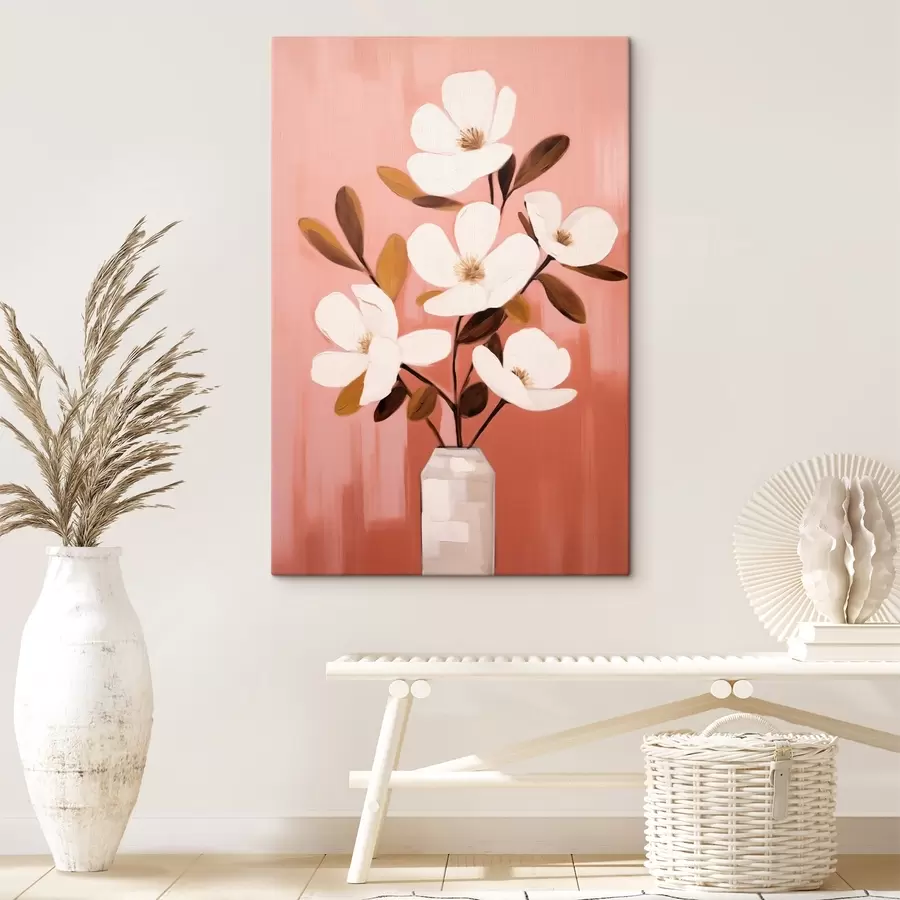 carta da parati Magnolie bianche in un vaso bianco: quadro floreale minimalista nr. s45254