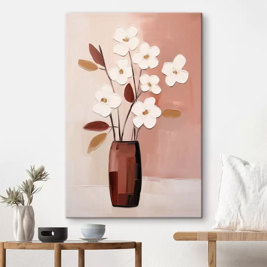 carta da parati Fiori bianchi in un vaso scuro: quadro floreale moderno nr. s45255