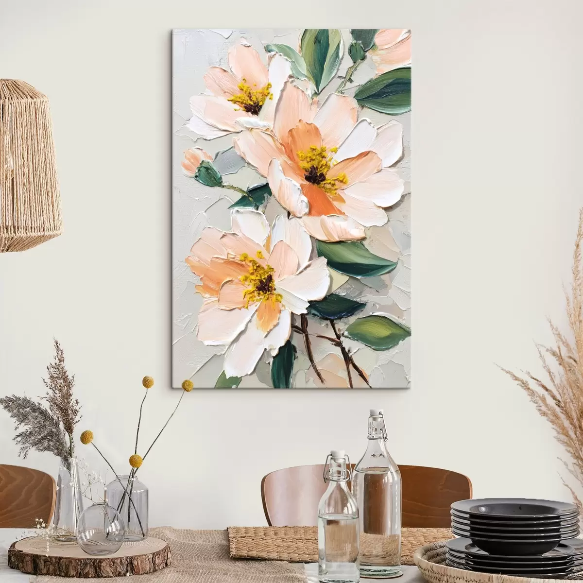 carta da parati Fiori con petali dalla punta bianca e centro giallo nr. s45262