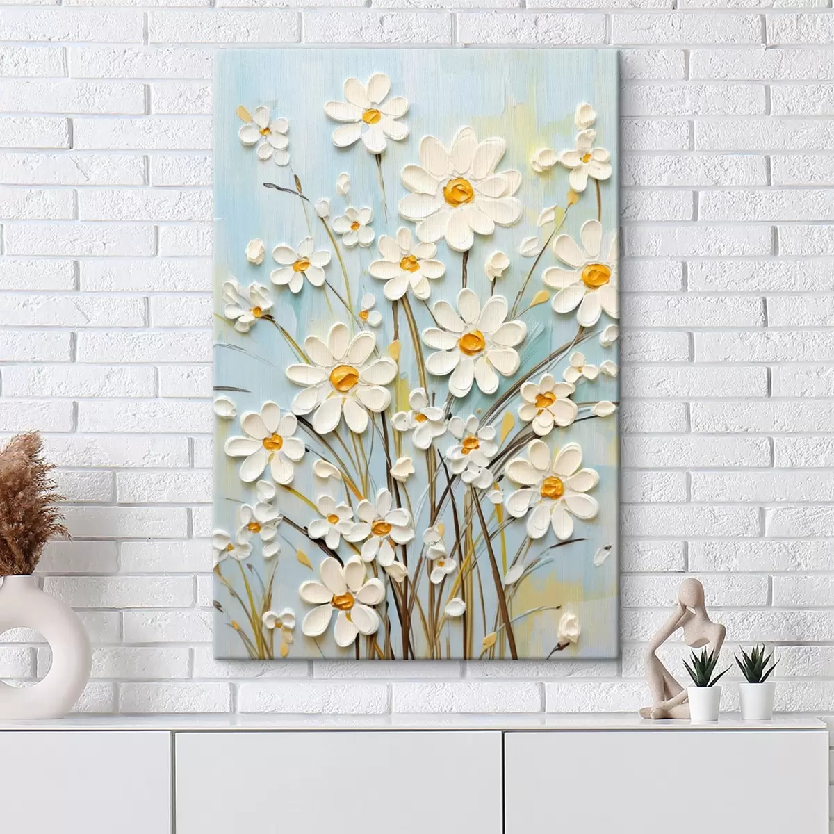 carta da parati Margherite strutturate: arte a impasto con pennellate espressive nr. s45266