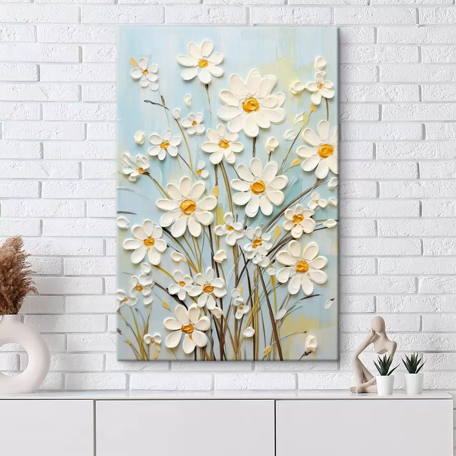 carta da parati Margherite strutturate: arte a impasto con pennellate espressive nr. s45266