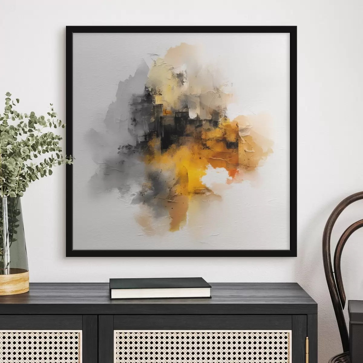 Poster Composizione astratta nei toni dell'arancio e del grigio con texture f45238